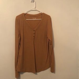 Mustard Time & True long sleeve waffle shirt